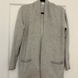 Cozy Gray Open Front Cardigan with Hoodie
